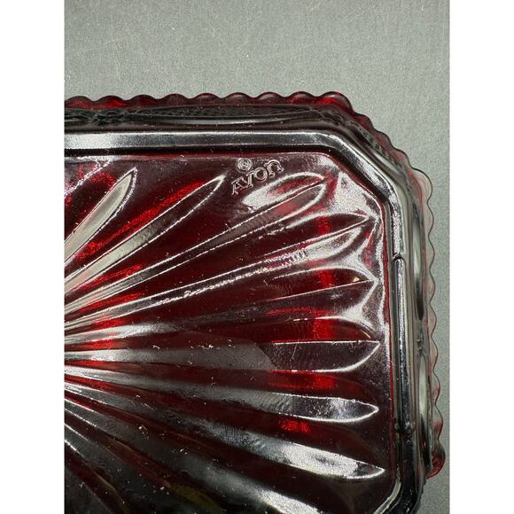 Vintage Avon Cape Cod Relish Dish,Ruby Red Glass Rectangle Serve Bowl - Picture 7 of 8